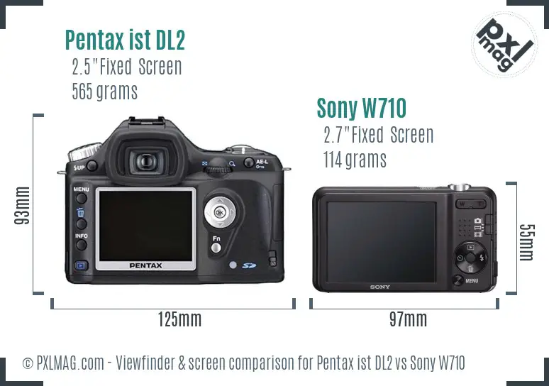 Pentax ist DL2 vs Sony W710 Screen and Viewfinder comparison Pentax ist DL2 vs Sony W710 Screen and Viewfinder comparison