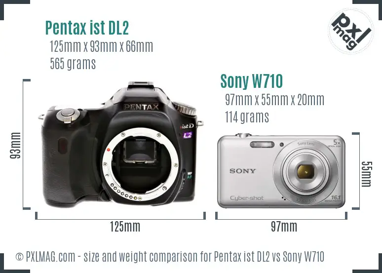 Pentax ist DL2 vs Sony W710 size comparison Pentax ist DL2 vs Sony W710 size comparison
