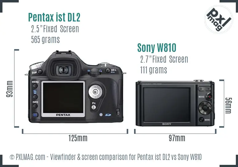 Pentax ist DL2 vs Sony W810 Screen and Viewfinder comparison