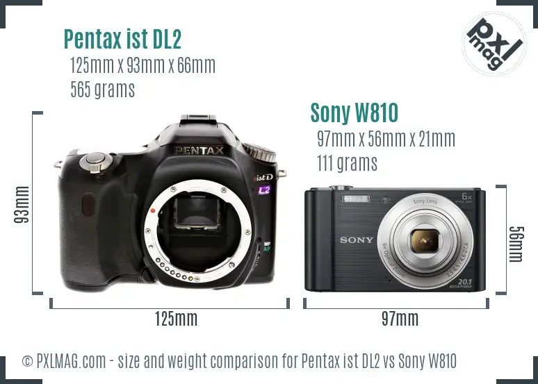 Pentax ist DL2 vs Sony W810 size comparison