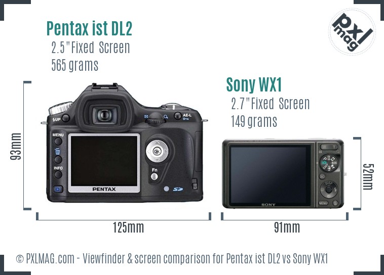 Pentax ist DL2 vs Sony WX1 Screen and Viewfinder comparison