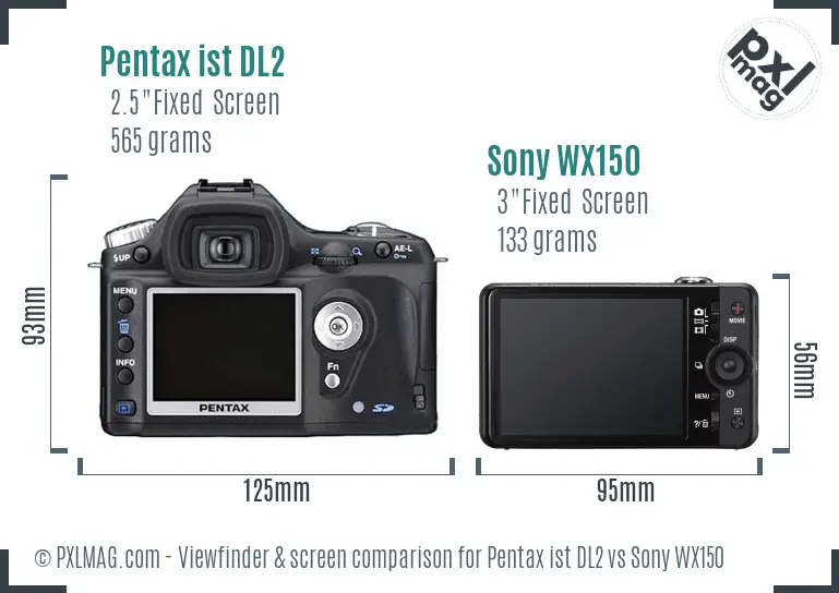 Pentax ist DL2 vs Sony WX150 Screen and Viewfinder comparison