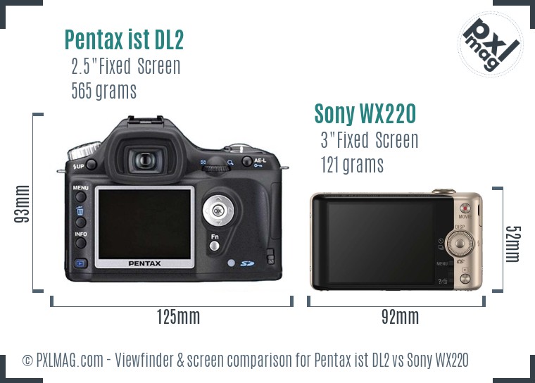 Pentax ist DL2 vs Sony WX220 Screen and Viewfinder comparison