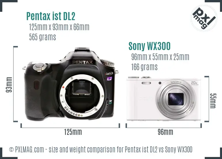Pentax ist DL2 vs Sony WX300 size comparison