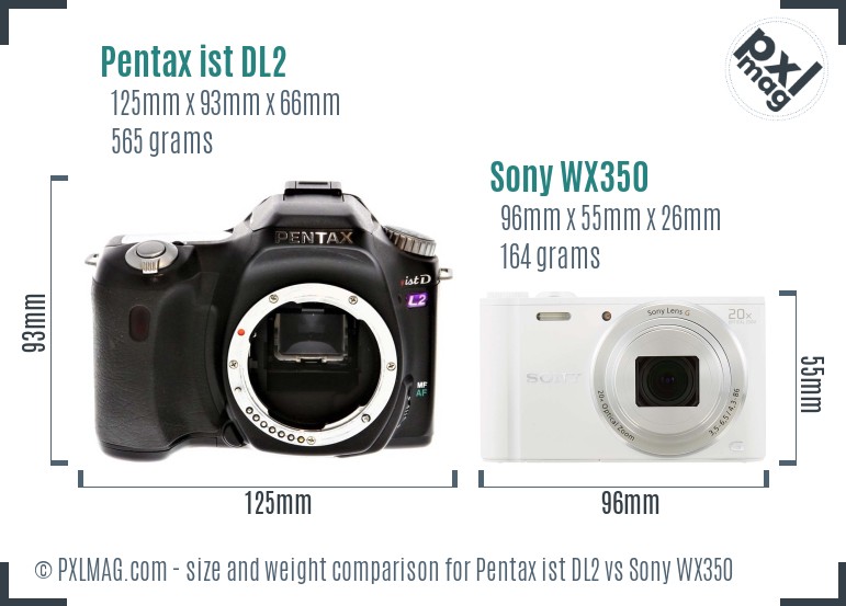 Pentax ist DL2 vs Sony WX350 size comparison Pentax ist DL2 vs Sony WX350 size comparison