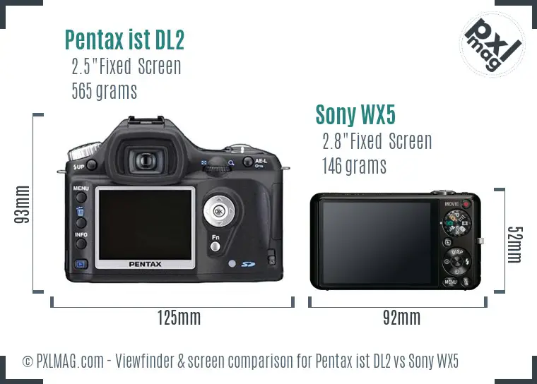 Pentax ist DL2 vs Sony WX5 Screen and Viewfinder comparison