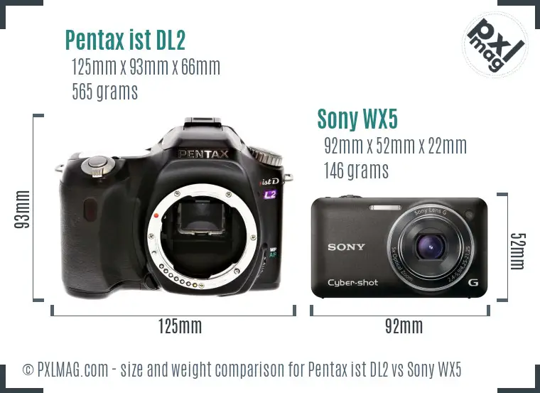 Pentax ist DL2 vs Sony WX5 size comparison