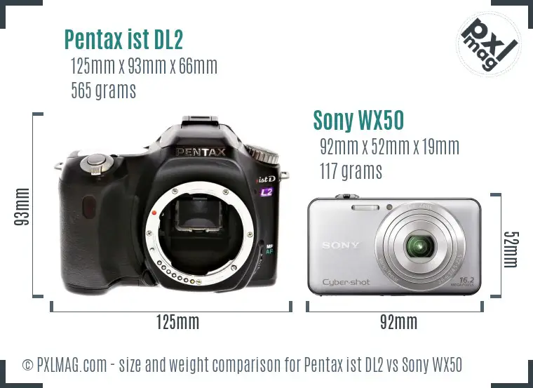 Pentax ist DL2 vs Sony WX50 size comparison