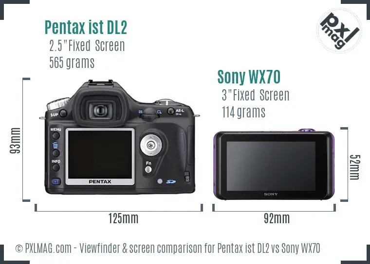 Pentax ist DL2 vs Sony WX70 Screen and Viewfinder comparison