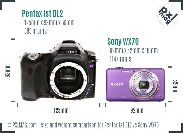 Pentax ist DL2 vs Sony WX70 size comparison