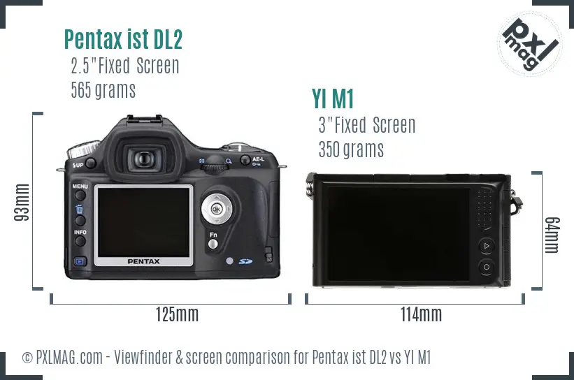 Pentax ist DL2 vs YI M1 Screen and Viewfinder comparison