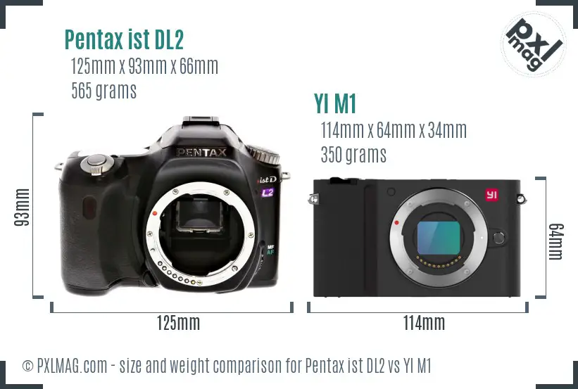 Pentax ist DL2 vs YI M1 size comparison