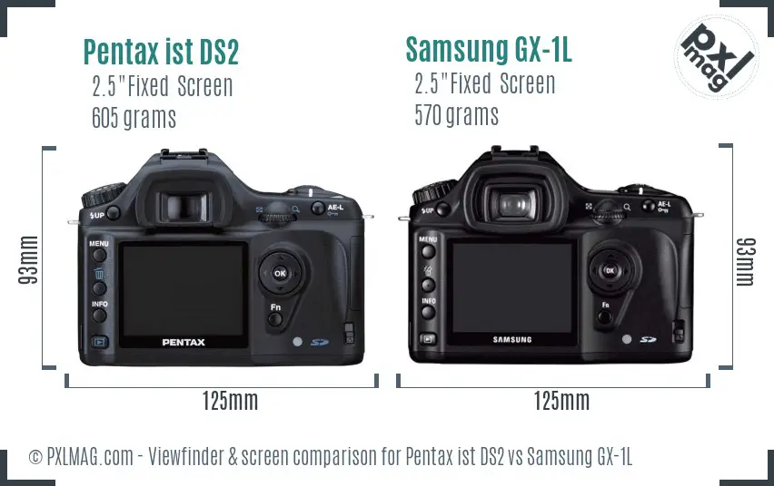 Pentax ist DS2 vs Samsung GX-1L Screen and Viewfinder comparison