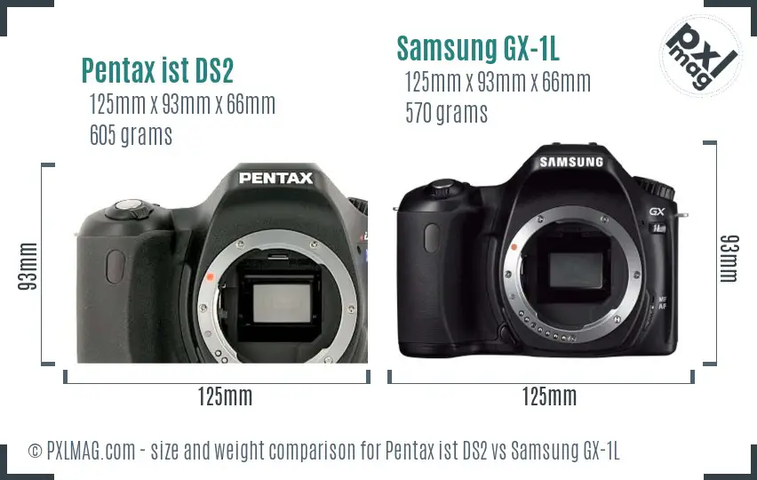 Pentax ist DS2 vs Samsung GX-1L size comparison