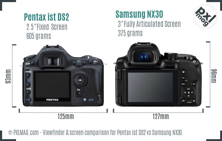 Pentax ist DS2 vs Samsung NX30 Screen and Viewfinder comparison Pentax ist DS2 vs Samsung NX30 Screen and Viewfinder comparison