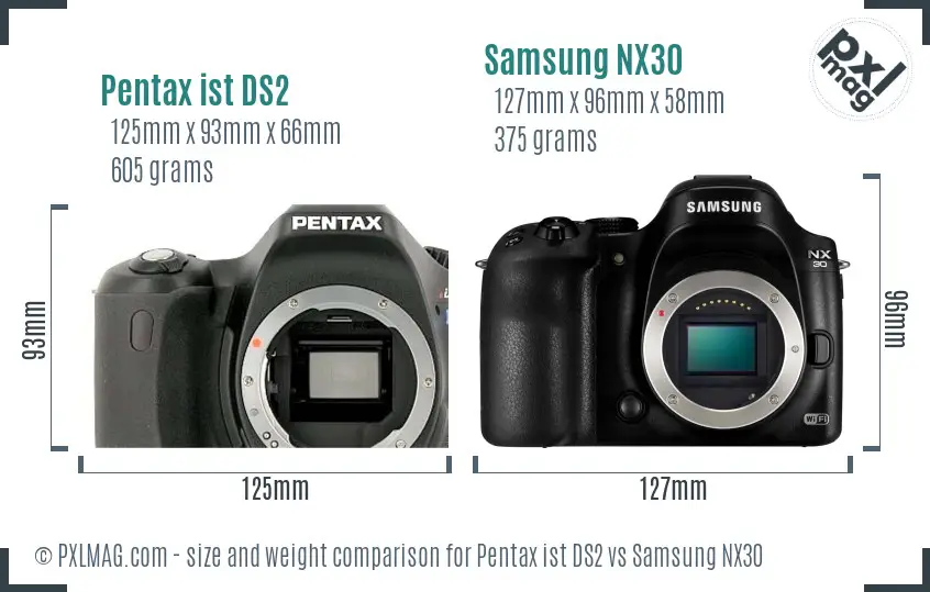 Pentax ist DS2 vs Samsung NX30 size comparison Pentax ist DS2 vs Samsung NX30 size comparison