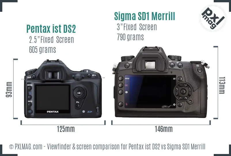 Pentax ist DS2 vs Sigma SD1 Merrill Screen and Viewfinder comparison Pentax ist DS2 vs Sigma SD1 Merrill Screen and Viewfinder comparison