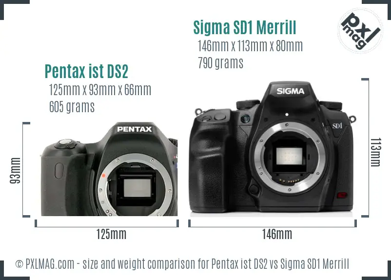 Pentax ist DS2 vs Sigma SD1 Merrill size comparison Pentax ist DS2 vs Sigma SD1 Merrill size comparison