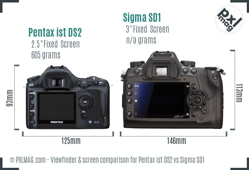 Pentax ist DS2 vs Sigma SD1 Screen and Viewfinder comparison Pentax ist DS2 vs Sigma SD1 Screen and Viewfinder comparison
