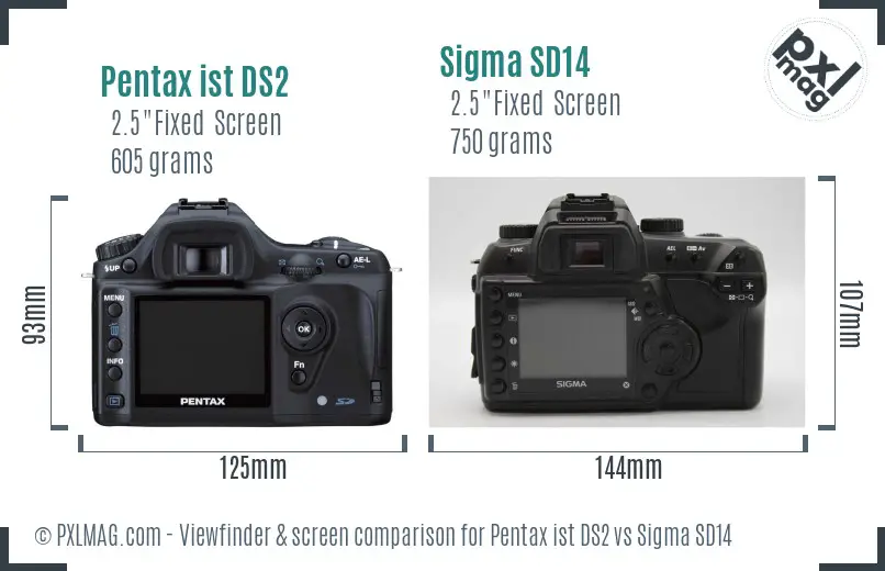 Pentax ist DS2 vs Sigma SD14 Screen and Viewfinder comparison
