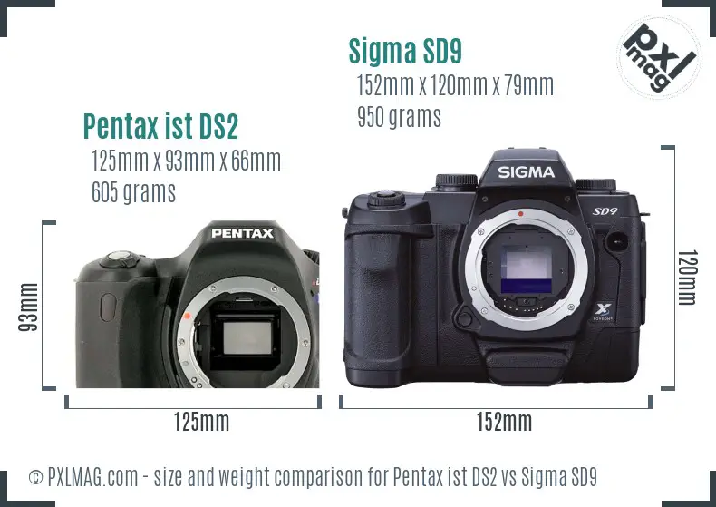 Pentax ist DS2 vs Sigma SD9 size comparison