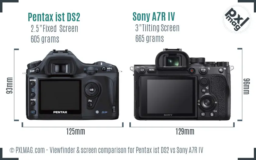 Pentax ist DS2 vs Sony A7R IV Screen and Viewfinder comparison