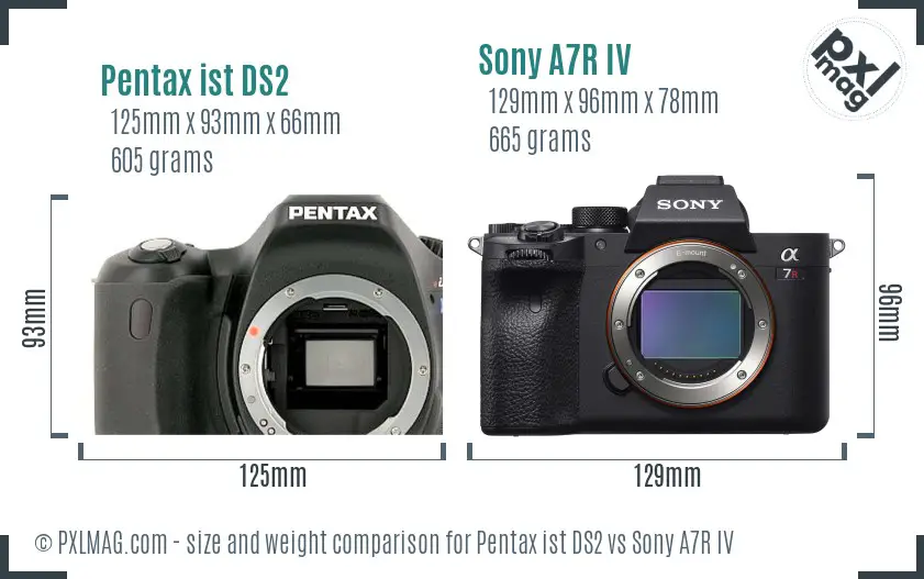 Pentax ist DS2 vs Sony A7R IV size comparison