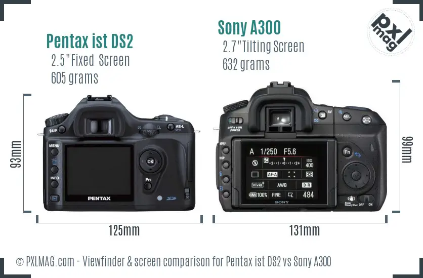 Pentax ist DS2 vs Sony A300 Screen and Viewfinder comparison