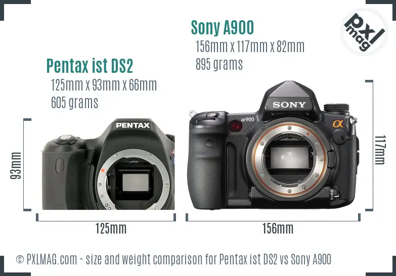 Pentax ist DS2 vs Sony A900 size comparison