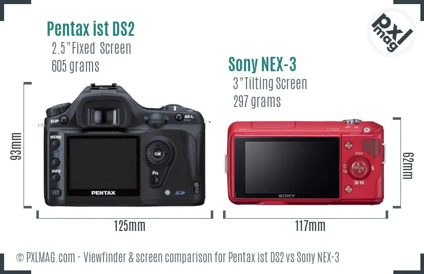 Pentax ist DS2 vs Sony NEX-3 Screen and Viewfinder comparison Pentax ist DS2 vs Sony NEX-3 Screen and Viewfinder comparison