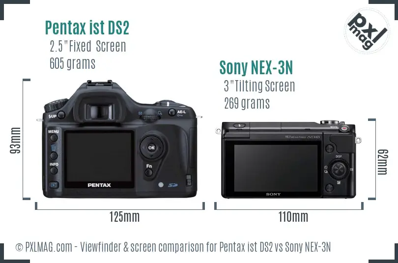 Pentax ist DS2 vs Sony NEX-3N Screen and Viewfinder comparison Pentax ist DS2 vs Sony NEX-3N Screen and Viewfinder comparison