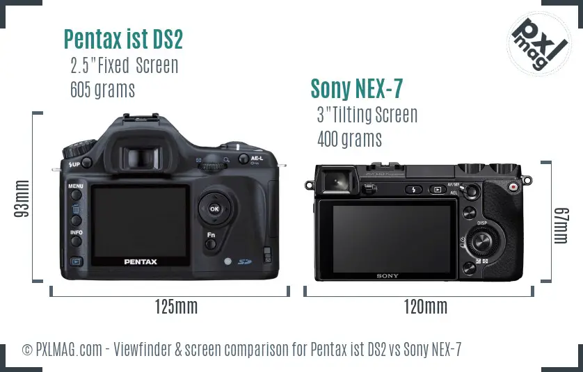 Pentax ist DS2 vs Sony NEX-7 Screen and Viewfinder comparison Pentax ist DS2 vs Sony NEX-7 Screen and Viewfinder comparison