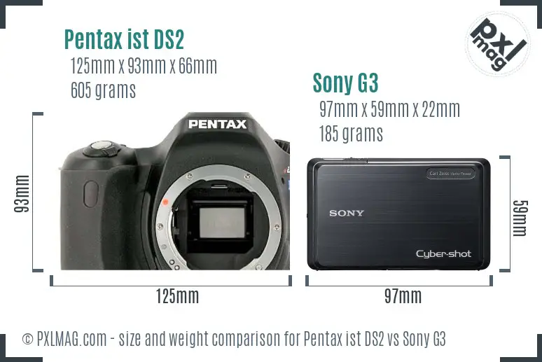 Pentax ist DS2 vs Sony G3 size comparison Pentax ist DS2 vs Sony G3 size comparison