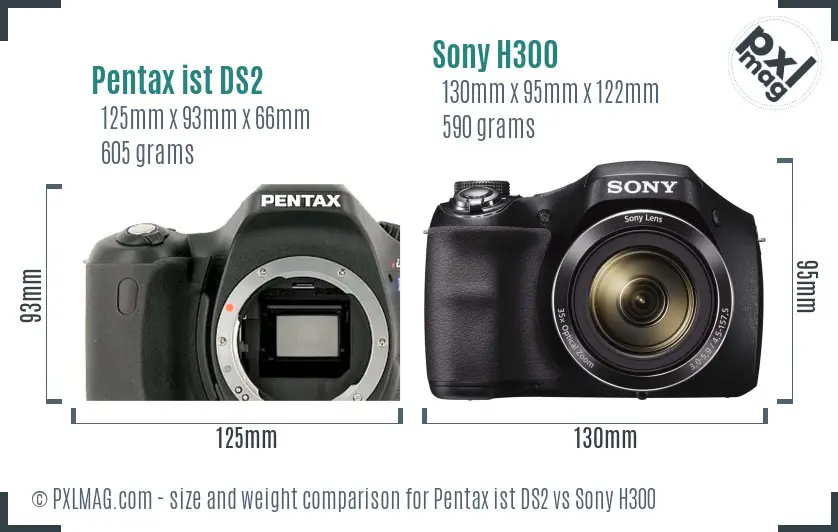 Pentax ist DS2 vs Sony H300 size comparison