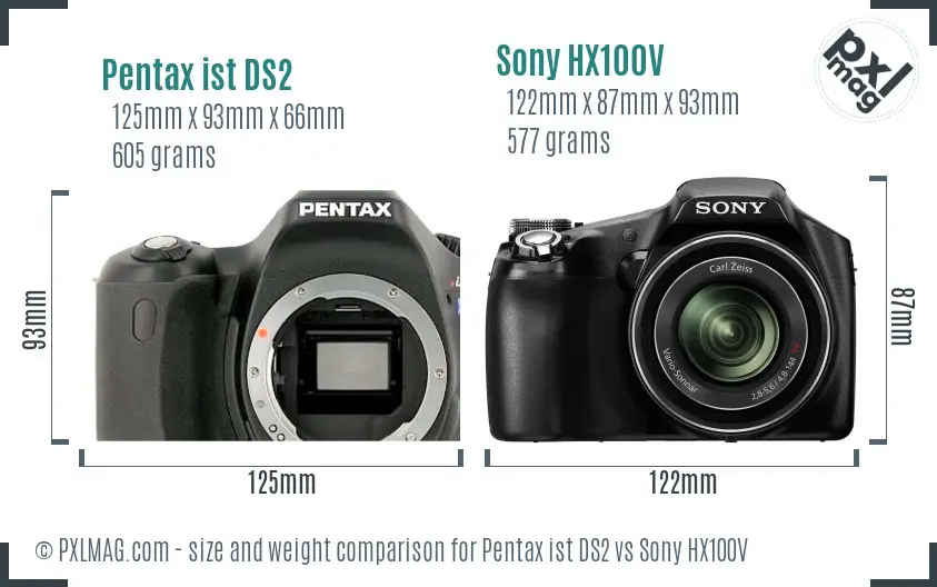 Pentax ist DS2 vs Sony HX100V size comparison Pentax ist DS2 vs Sony HX100V size comparison