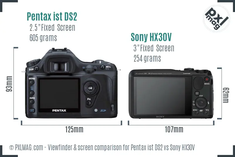 Pentax ist DS2 vs Sony HX30V Screen and Viewfinder comparison Pentax ist DS2 vs Sony HX30V Screen and Viewfinder comparison