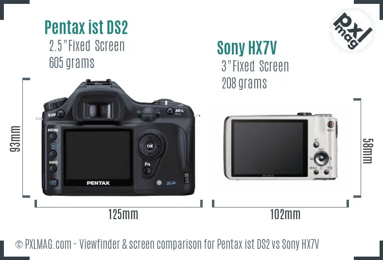 Pentax ist DS2 vs Sony HX7V Screen and Viewfinder comparison