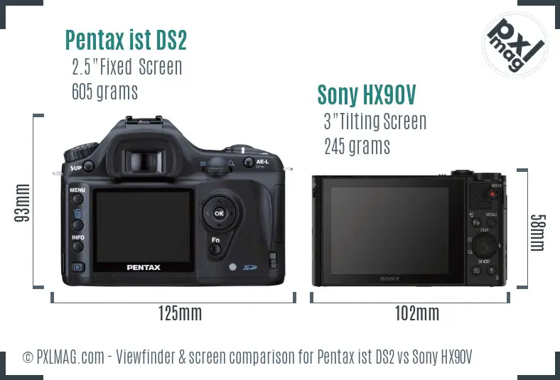 Pentax ist DS2 vs Sony HX90V Screen and Viewfinder comparison Pentax ist DS2 vs Sony HX90V Screen and Viewfinder comparison