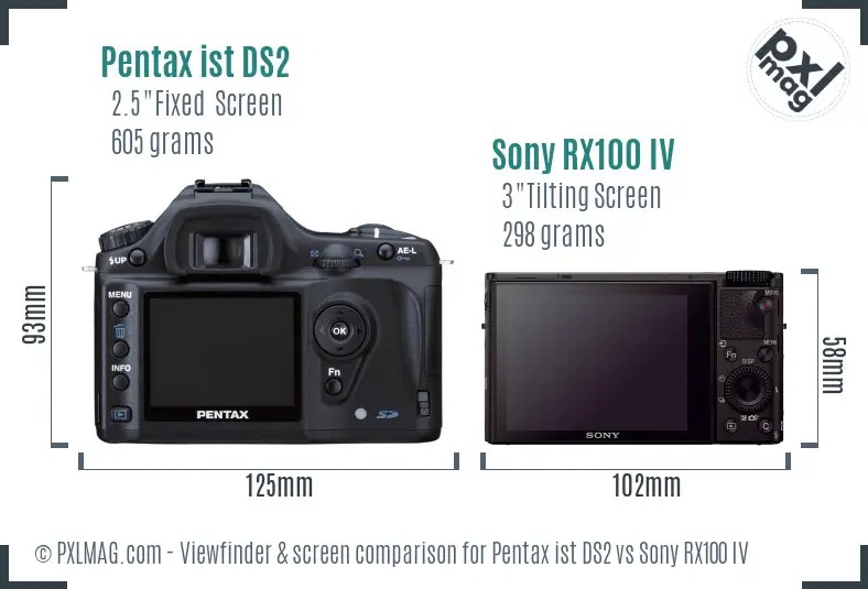 Pentax ist DS2 vs Sony RX100 IV Screen and Viewfinder comparison Pentax ist DS2 vs Sony RX100 IV Screen and Viewfinder comparison
