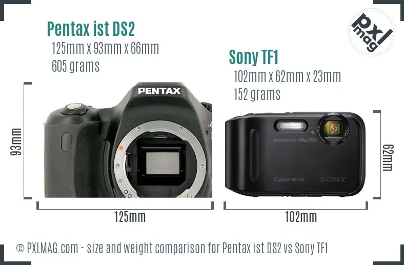 Pentax ist DS2 vs Sony TF1 size comparison