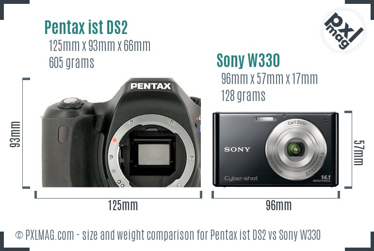 Pentax ist DS2 vs Sony W330 size comparison
