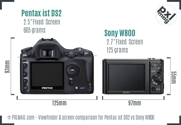 Pentax ist DS2 vs Sony W800 Screen and Viewfinder comparison Pentax ist DS2 vs Sony W800 Screen and Viewfinder comparison