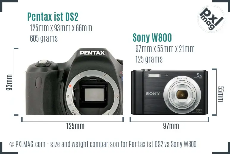 Pentax ist DS2 vs Sony W800 size comparison Pentax ist DS2 vs Sony W800 size comparison