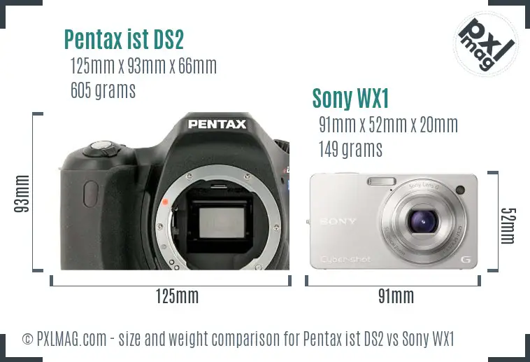 Pentax ist DS2 vs Sony WX1 size comparison