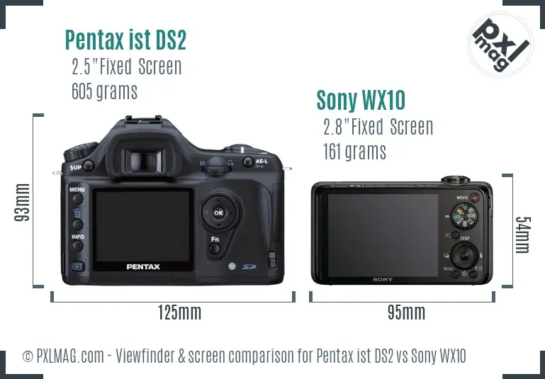 Pentax ist DS2 vs Sony WX10 Screen and Viewfinder comparison