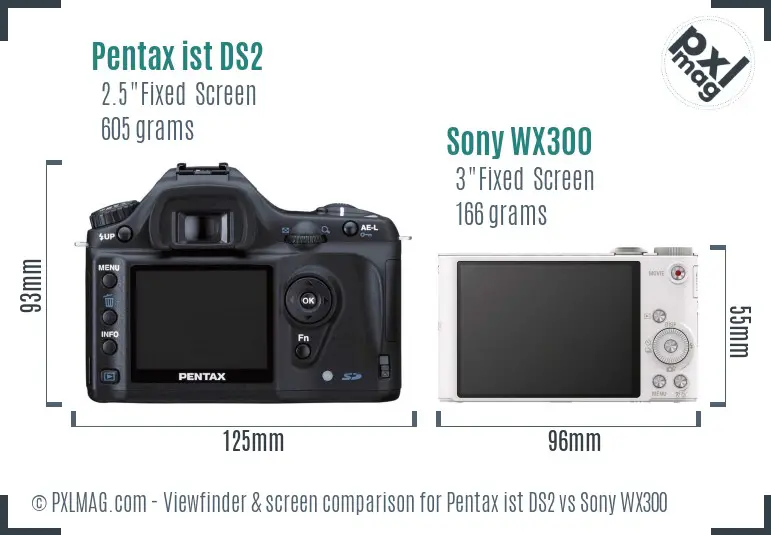 Pentax ist DS2 vs Sony WX300 Screen and Viewfinder comparison