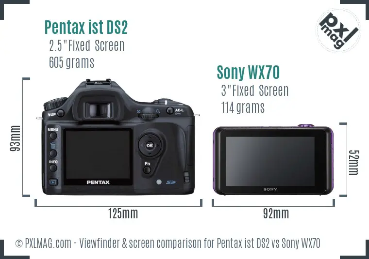 Pentax ist DS2 vs Sony WX70 Screen and Viewfinder comparison Pentax ist DS2 vs Sony WX70 Screen and Viewfinder comparison