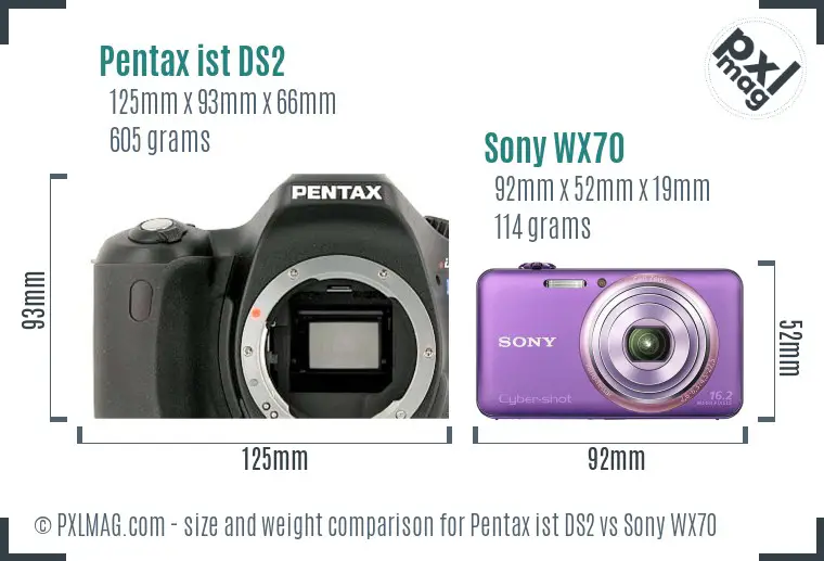 Pentax ist DS2 vs Sony WX70 size comparison Pentax ist DS2 vs Sony WX70 size comparison