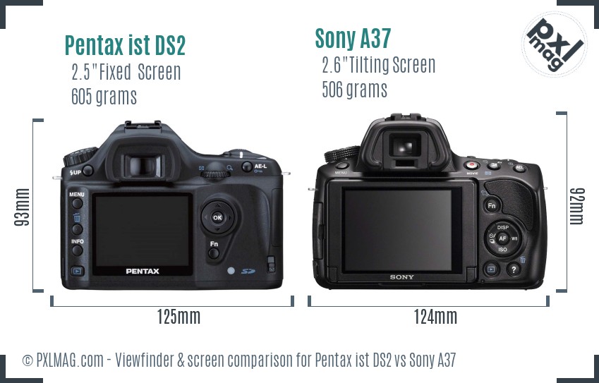Pentax ist DS2 vs Sony A37 Screen and Viewfinder comparison