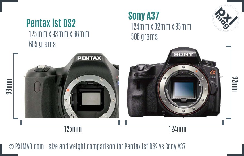 Pentax ist DS2 vs Sony A37 size comparison Pentax ist DS2 vs Sony A37 size comparison